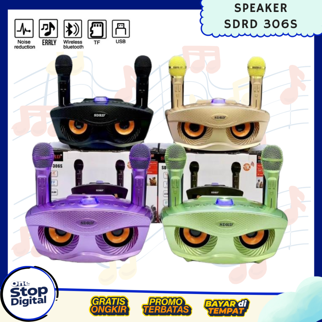 Sdrd Sd 306S Speaker Karaoke Bluetooh Sdrd Sd306 Dengan 2 Microphone Wireless Speaker Karoke