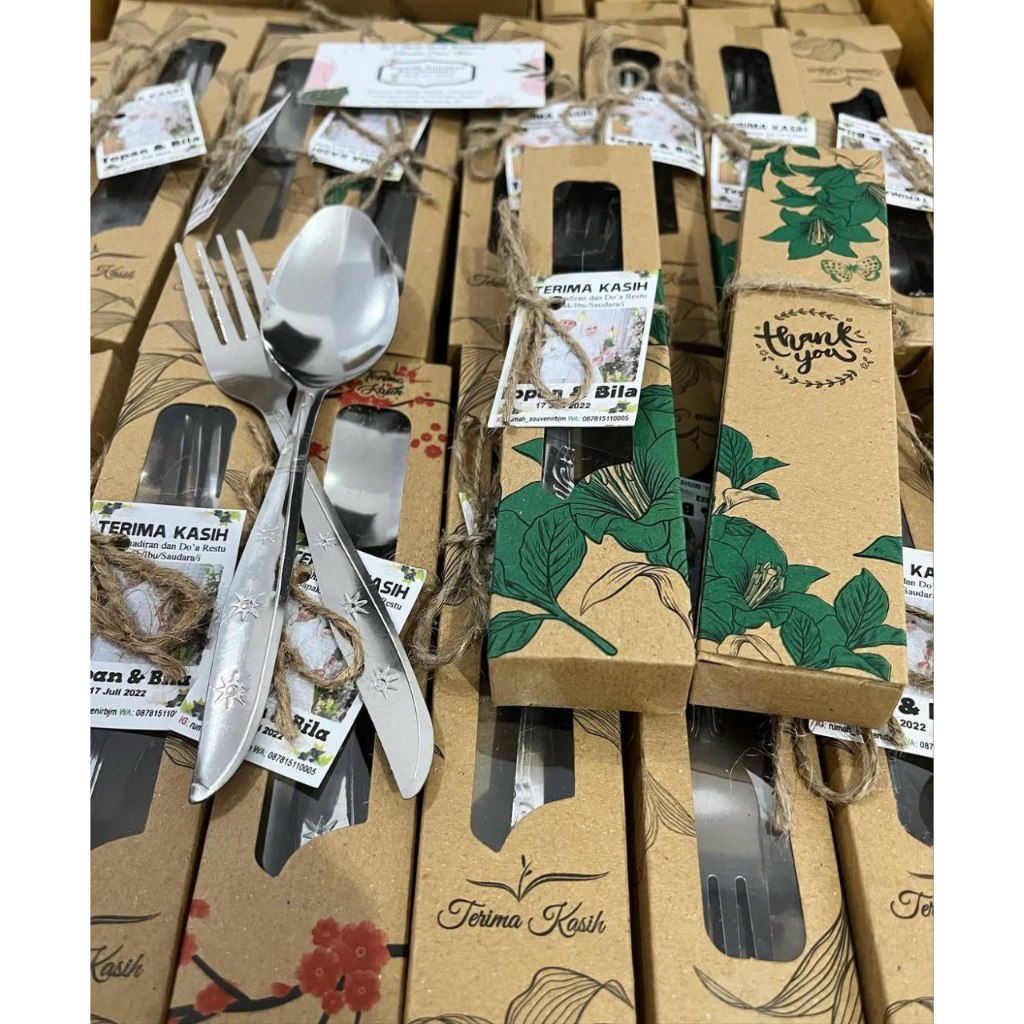 Souvenir Sendok Garpu Makan Stainless Steel Box Rustic