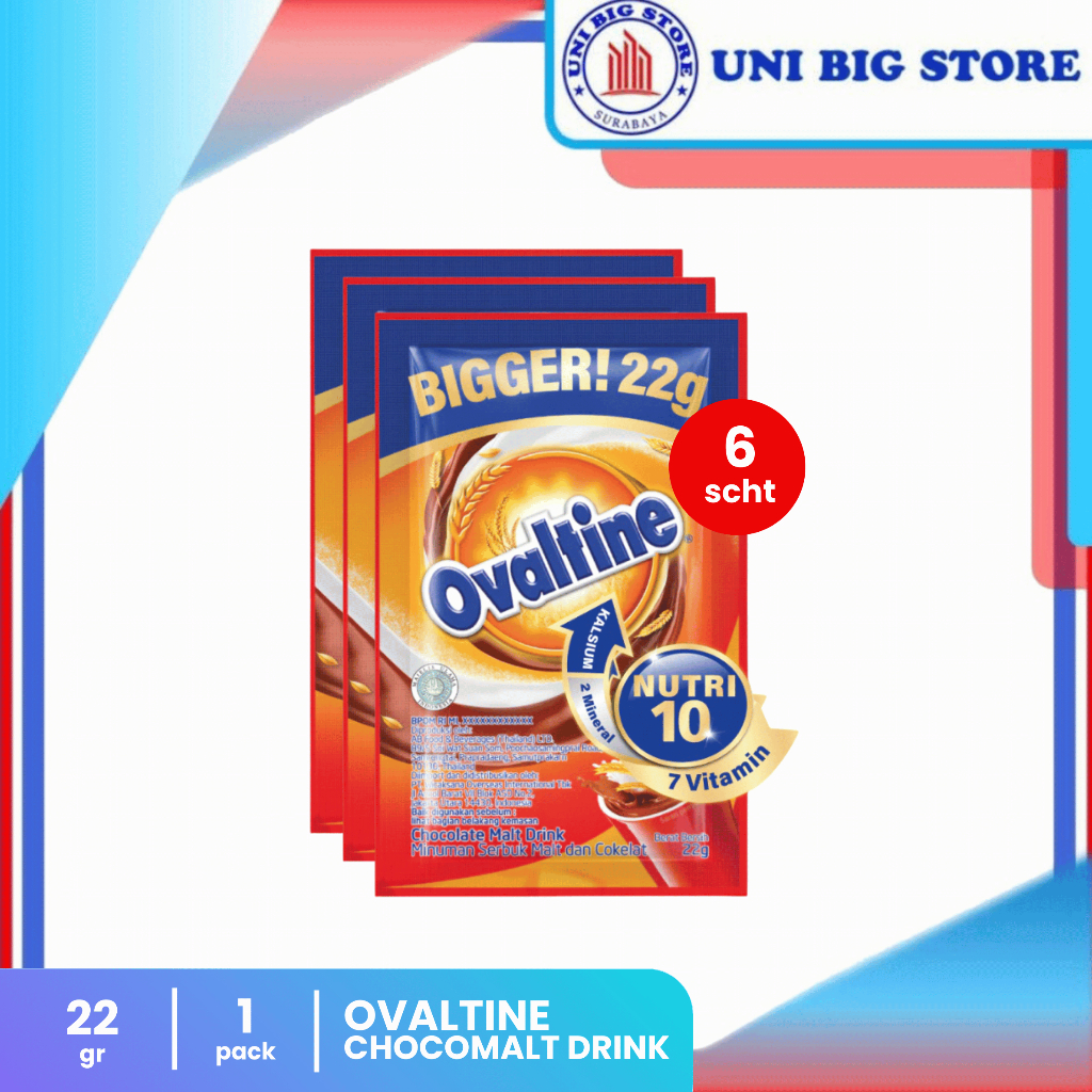 

Ovaltine Bigger Minuman Susu Cokelat Malt 22 gr x 6 sachet Chocolate Malt Chocomalt Milk BAG