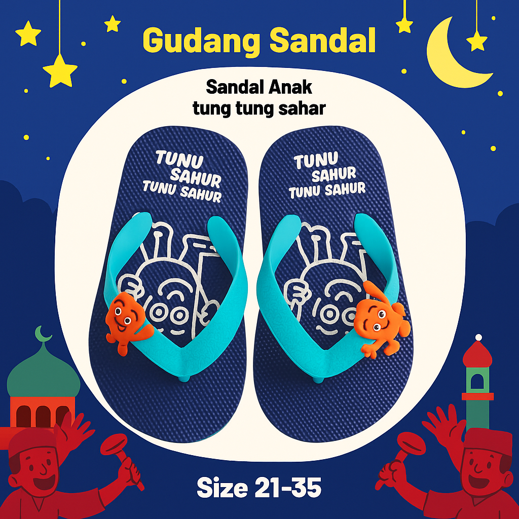 Sandal Anak Lucu Anti Slip – Sandal Karakter Tung Tung Sahar Ukuran 21-35