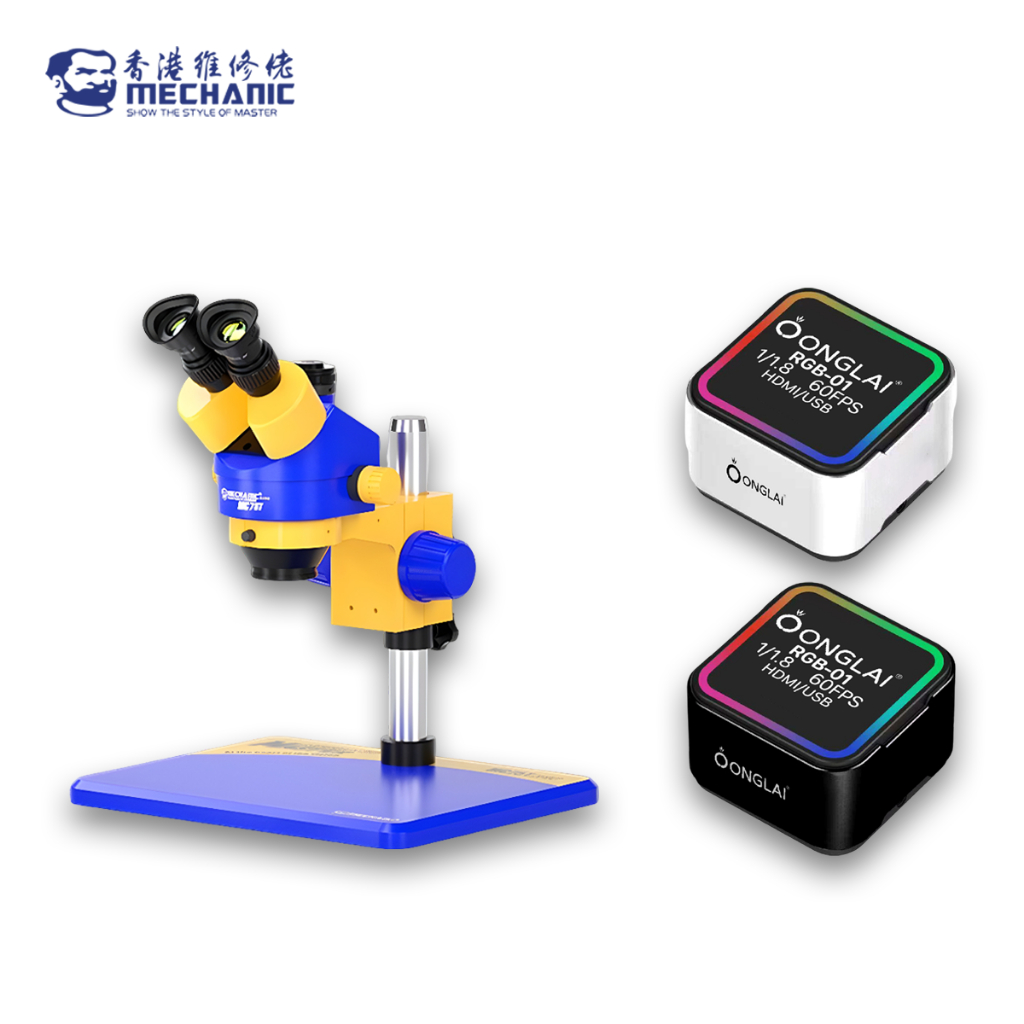 MICROSCOPE STEREO MECHANIC MC75T-B11 TRINOCULAR + KAMERA MICROSCOPE ONGLAI RGB-01 WHITE / BLACK 1/1.