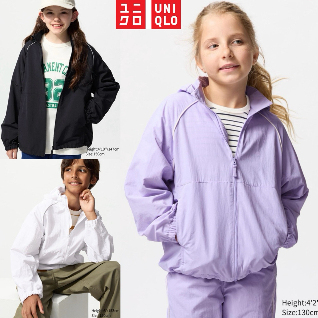 (READY STOCK 150-160) UNIQLO KIDS UV Protection Pocketable Parka | Line 474558 Jaket Lucu Parasut