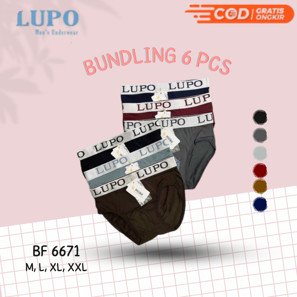 (6pcs) Lupo Art BF7711 Celana Dalam Pria Lupo CD Murah Underwear Model Terbaru