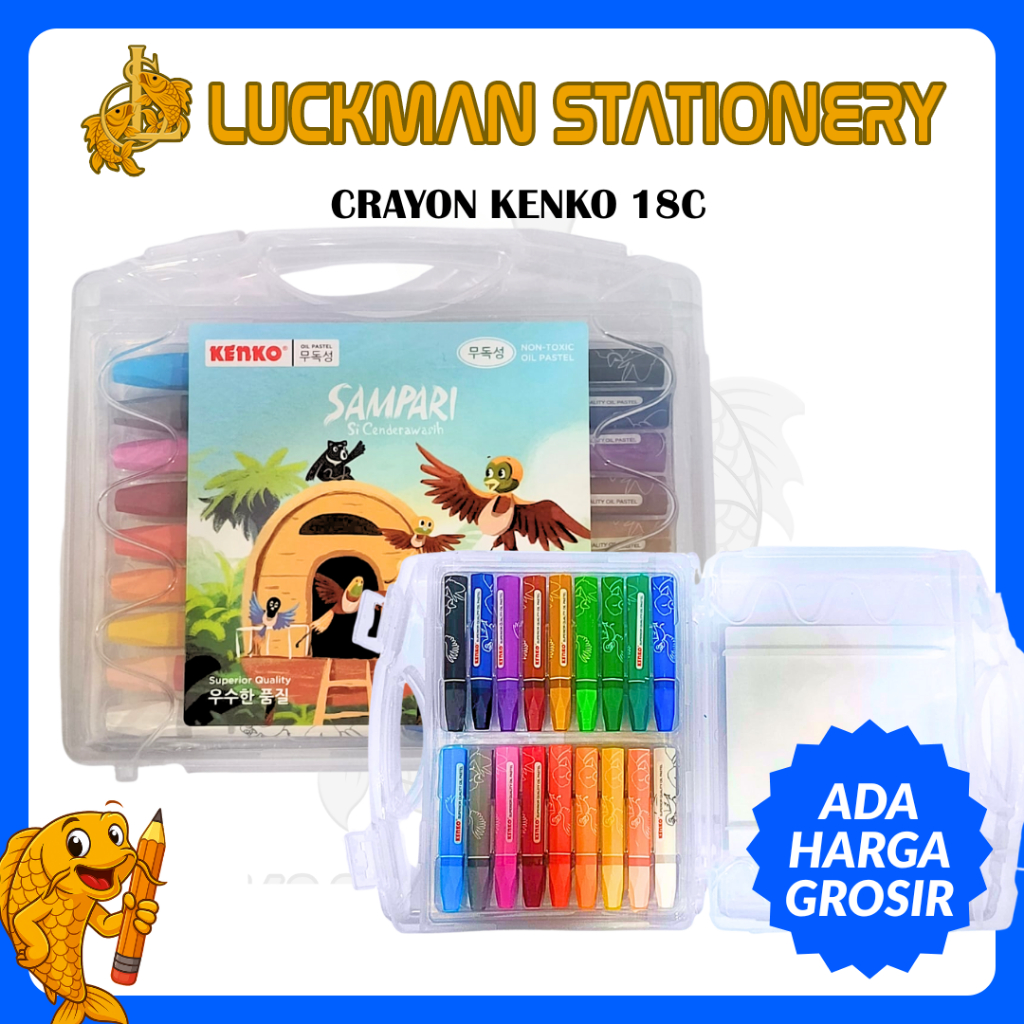 

LUCKMAN STATIONERY - Kenko 18 Color Oil Pastel Sampari - Set 18 Warna