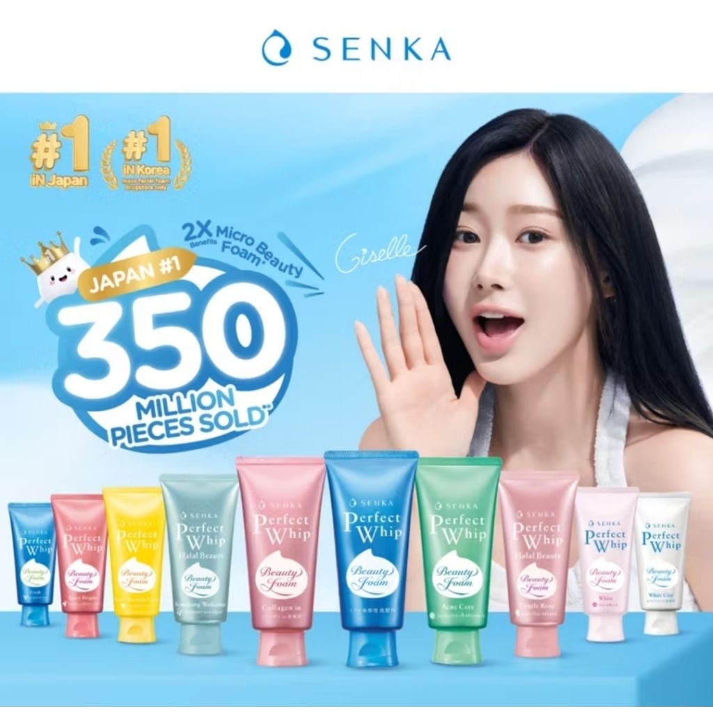 SENKA Perfect Whip Facial Foam 120 100 50 gr U White Clay Collagen in Berry Bright Gentle Rose Acne 
