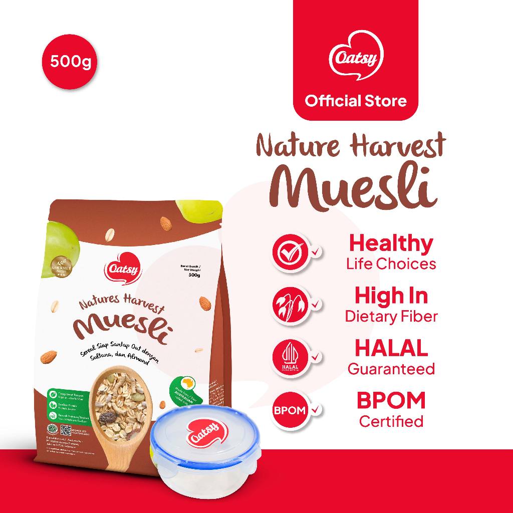 

OATSY Muesli Natures Harvest 500gr + Free Container
