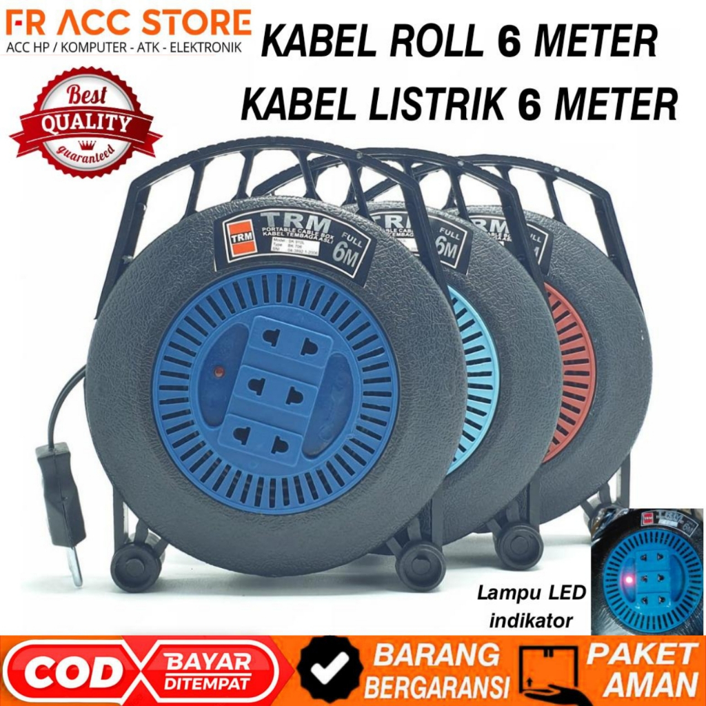 Kabel Listrik 6 Meter / 9 Meter 3 Lubang Kabel Listrik Roll 6m Kabel Box SNI STOP KONTAK 3 LUBANG KA