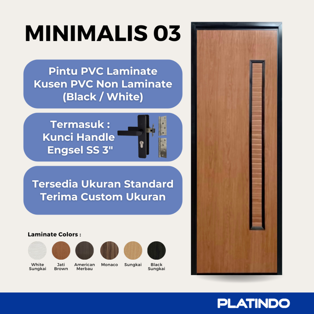 Pintu PVC Kamar Mandi Minimalis 03 Platindo (Custom Ukuran)