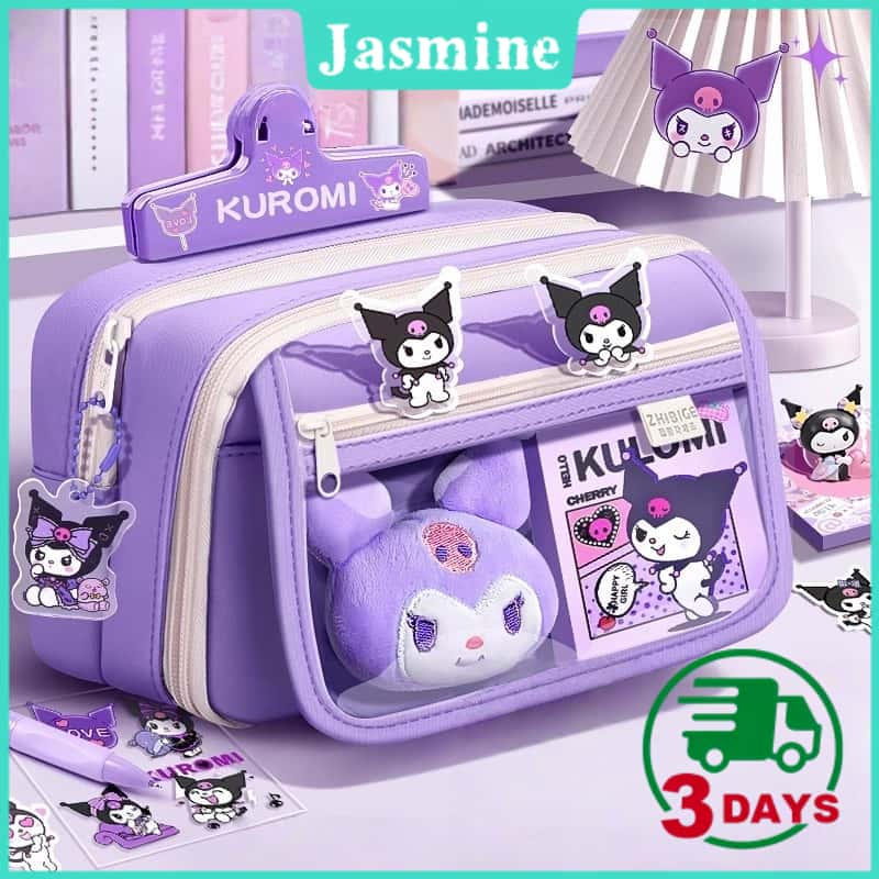 

READY Kuromi Tas Tempat Pencil Tas Pensil Kapasitas Besar Tempat Transparan Ungu Multifungsi