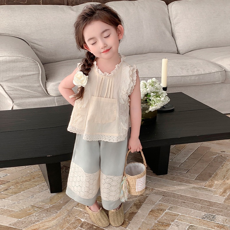 Twinkle Setelan Dua Potong Kemeja Lengan Pendek Dan Jeans Gaya Korea Untuk Anak Perempuan