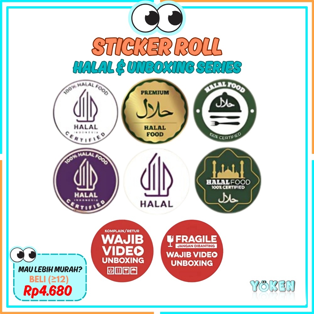 

YO! Sticker Roll Halal & Unboxing Series 500pcs - Stiker Label Halal Logo Wajib Video Unboxing SS001