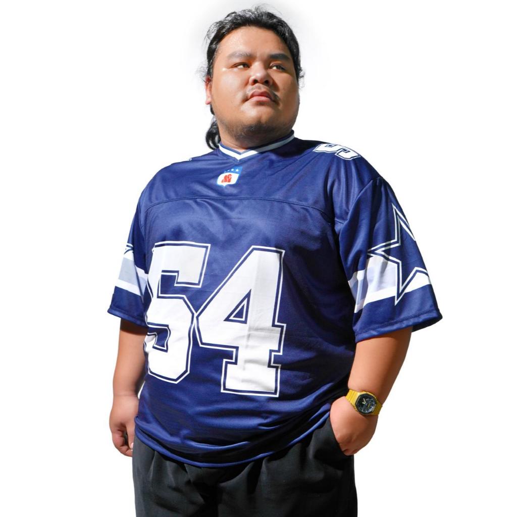 Jersey Streetwear American Football Biru Big Size Number 54 Jersey Olah Raga NFL Ukuran Besar Jumbo 