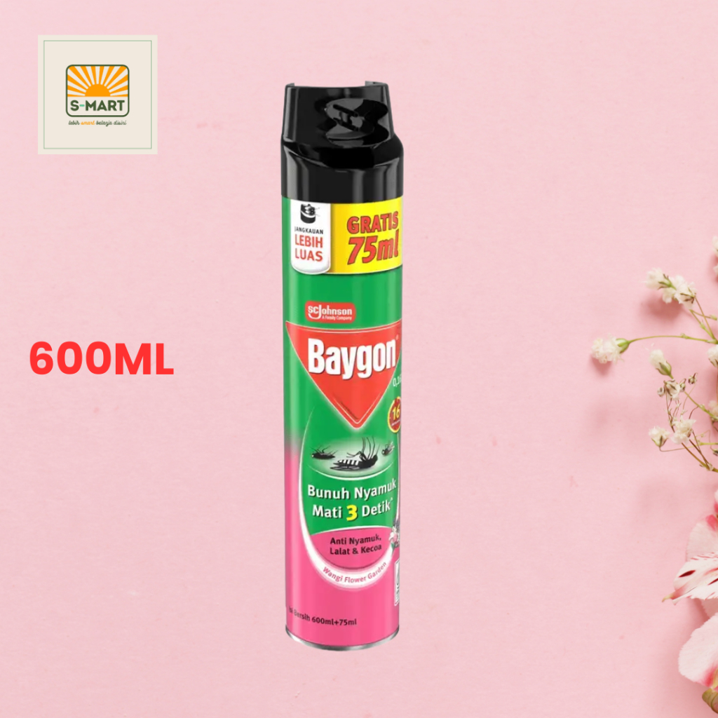 BAYGON AEROSOL FLOWER GARDEN 600ML OBAT NYAMUK CEGAH DBD