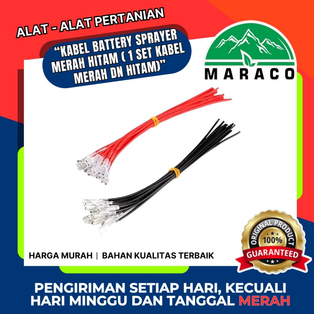 KABEL BATTERY SPRAYER MERAH HITAM (1 SET KABEL HITAM DAN MERAH)