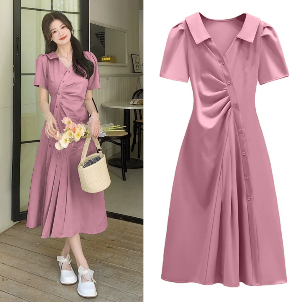 Mididress Perempuan Korean Style Dris Wedding Murah Bj Ke Greja Prempuan Selutut Gaun Natal Terbaru 
