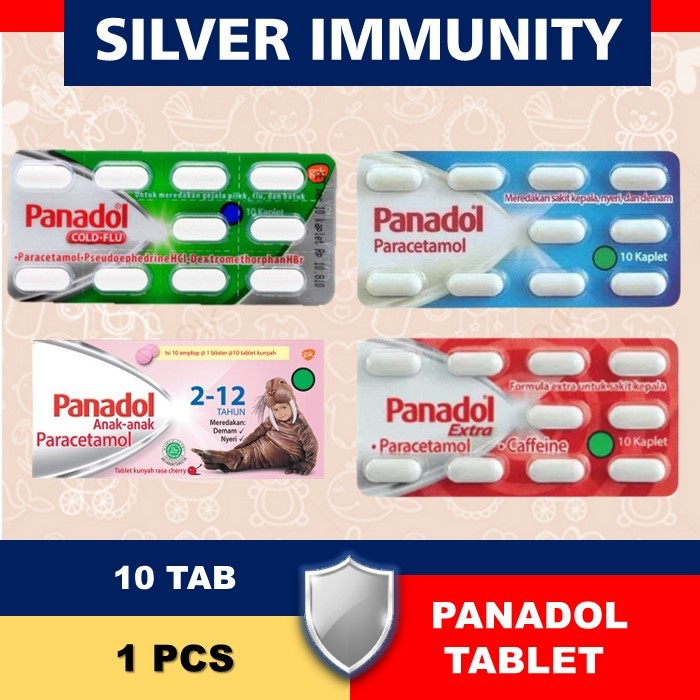 Panadol Biru,Hijau,Merah Anak Cold/Flu/Extra/Batuk Strip Isi 10 Tablet