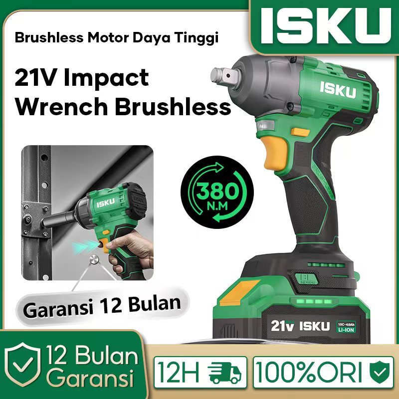 ISKU Impact Wrench Brushless Mesin Bor Impact Baterai Untuk Memudahkan Pemasangan Baut Pada Roda Mot