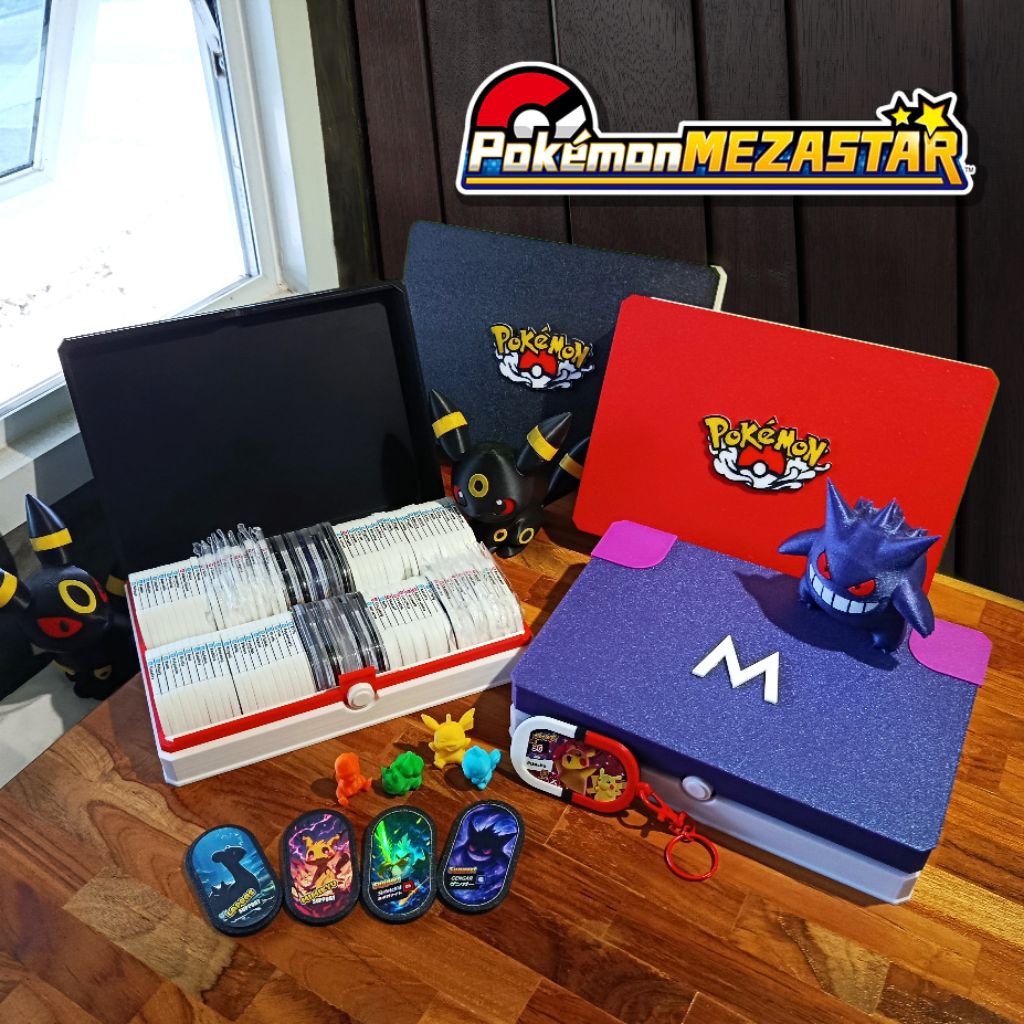 Pokemon Mezastar PREMIUM Storage box case 100 mezatag | 50 akrilik | Pokeball | Team Rocket | Master