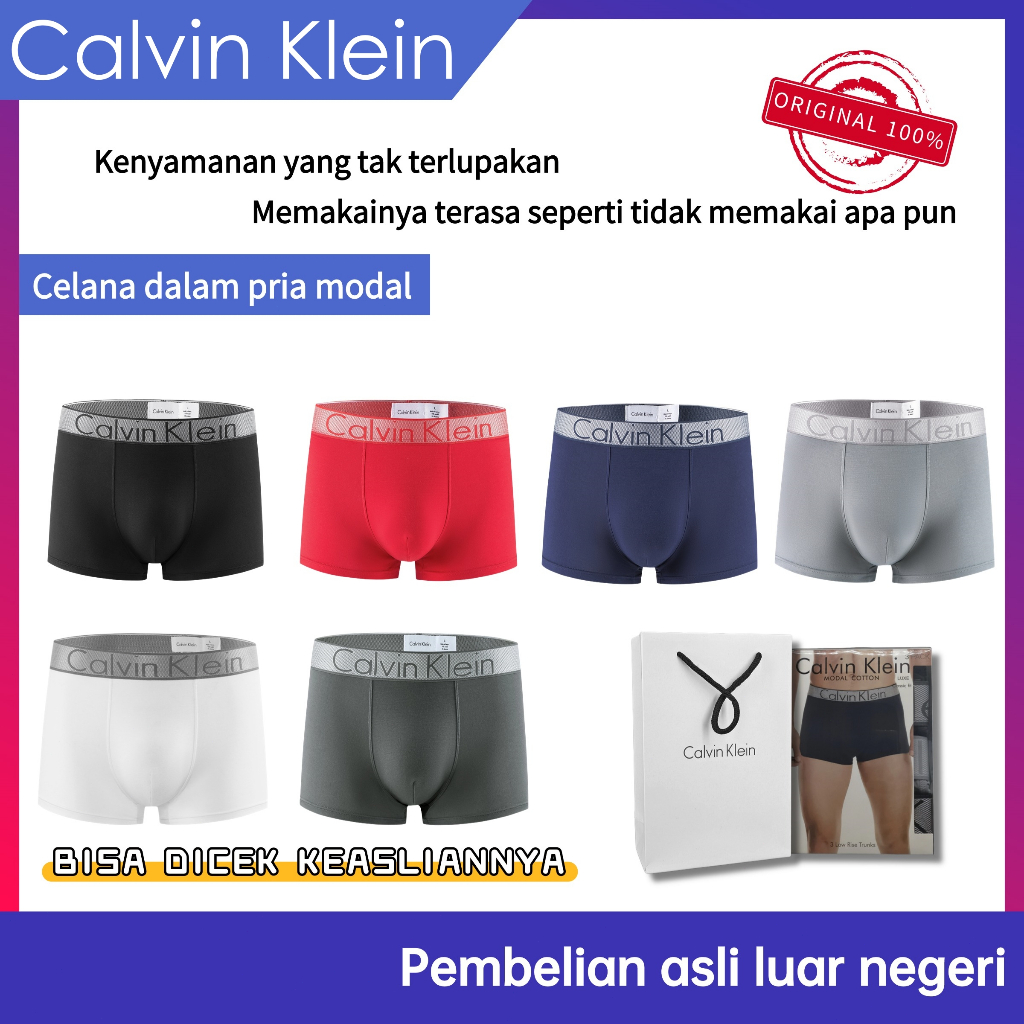 Celana Dalam Pria Calvin Klein 3 Pcs Boxer Shorts Mid Waist Modal Fabric Youth Style