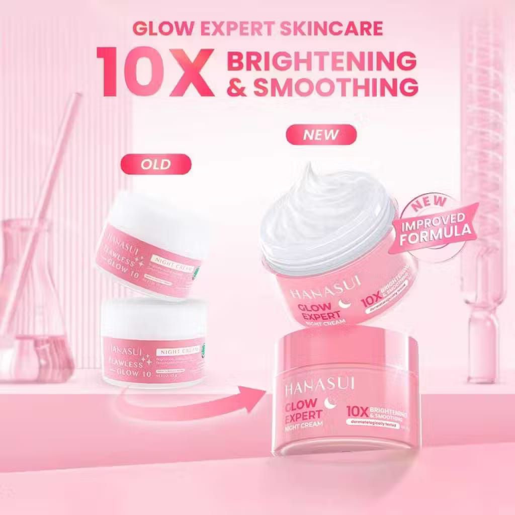 HANASUI 10X BRIGHTENING & SMOOTHING, MOISTURIZER HANASUI, CREAM HANASUI, HANASUI GLOW EXPERT, SKINCA