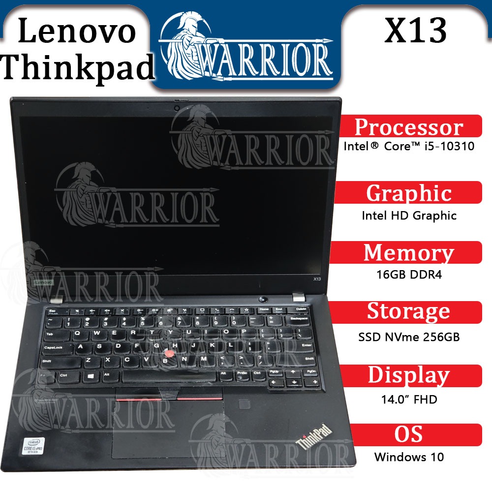 Laptop Lenovo Thinkpad X13 Core i5-10310 16GB DDR4 SSD 256GB NVme Laptop Seken Baru Perkantoran Peru