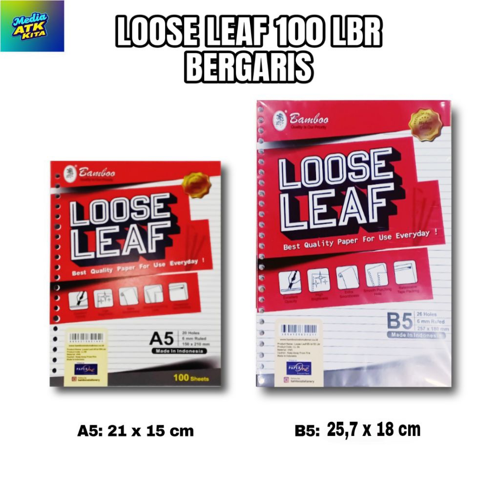 

Kertas Binder B5 dan A5, 100 Lembar Bergaris