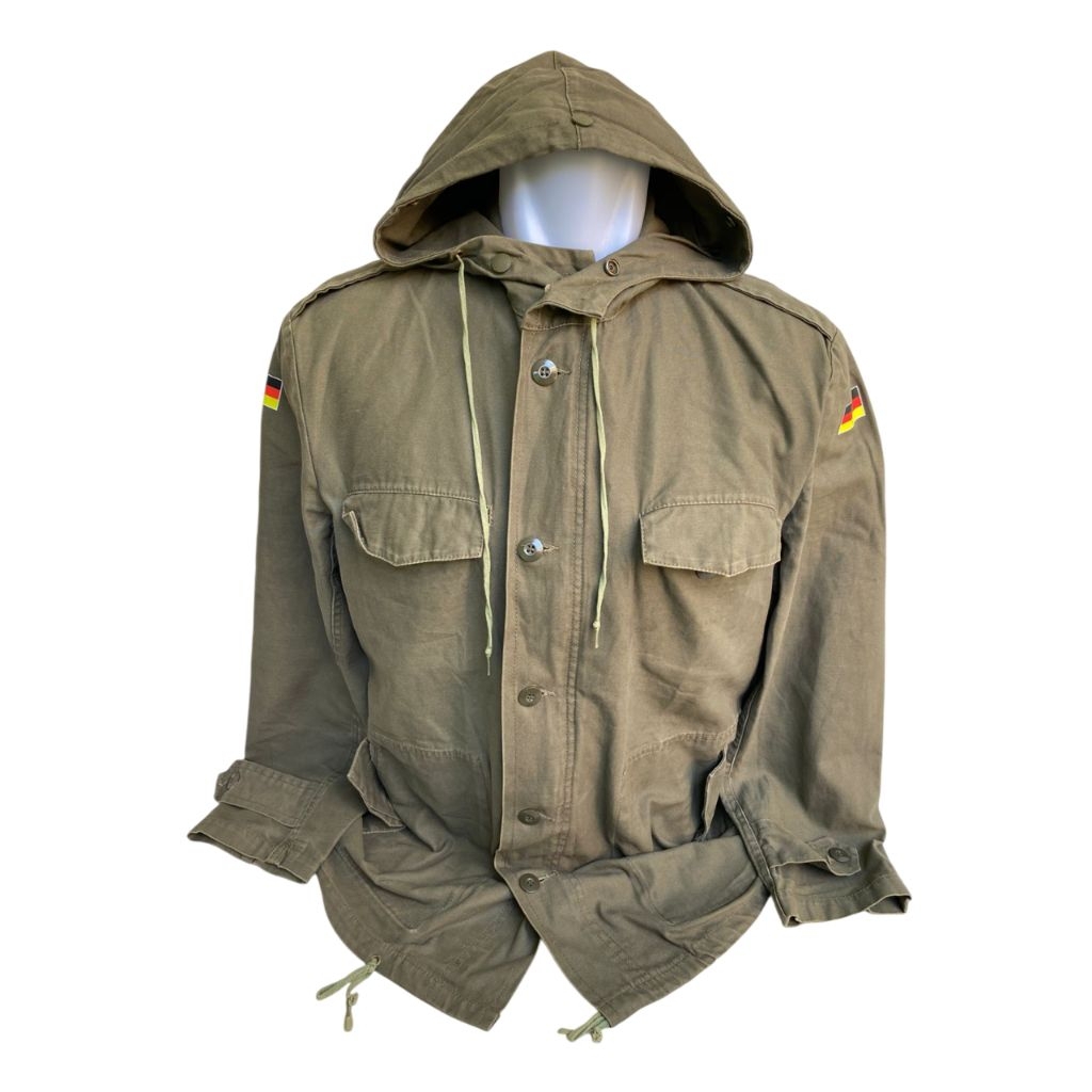 Coat Vintage Parka Reproduksi Moleskin ECWCS Olive Green Tentara Jerman Army Like New (3)
