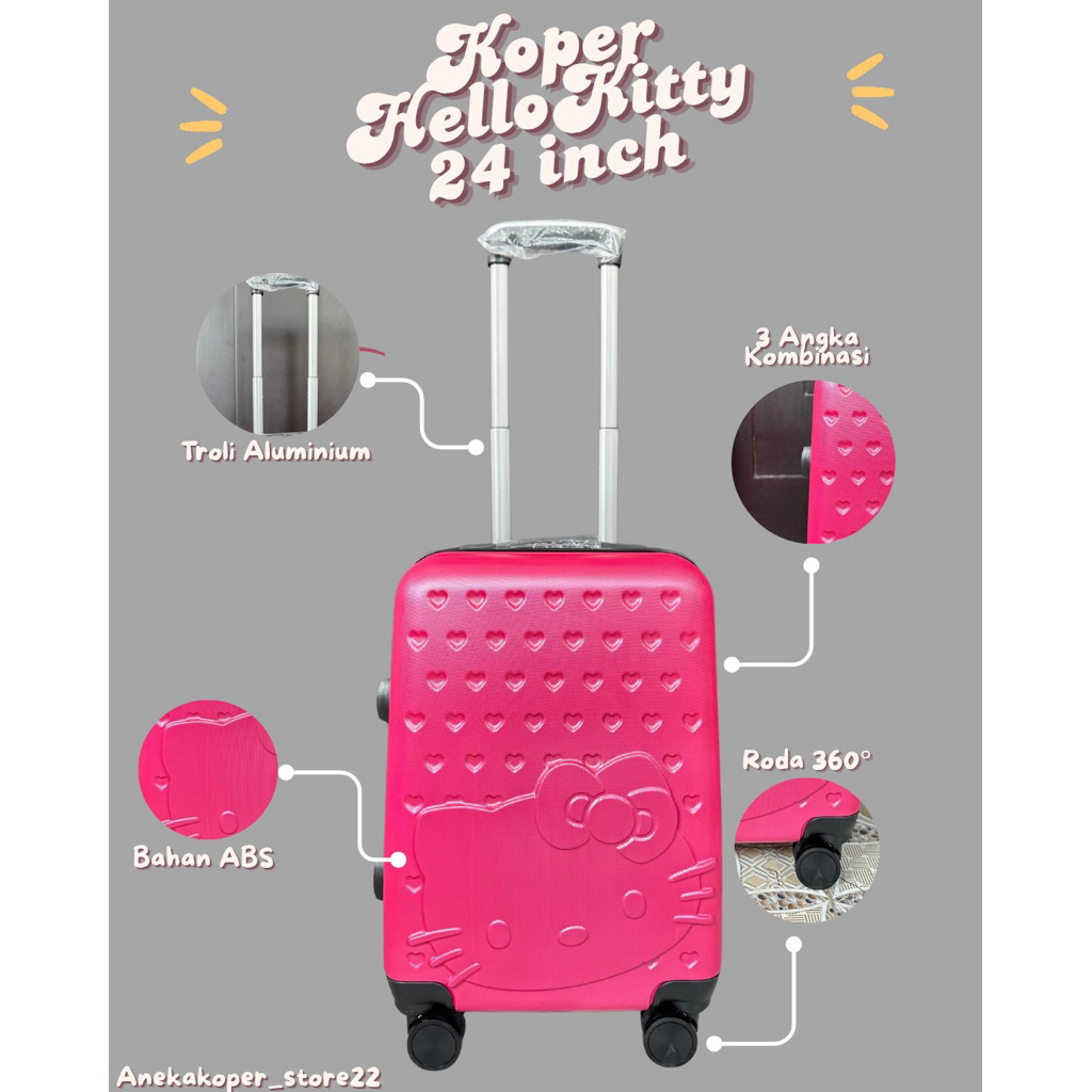 KOPER HELLOKITTY 24 INCH/KOPER KARAKTER/KOPER LUCU/KOPER ANAK/KOPER WANITA