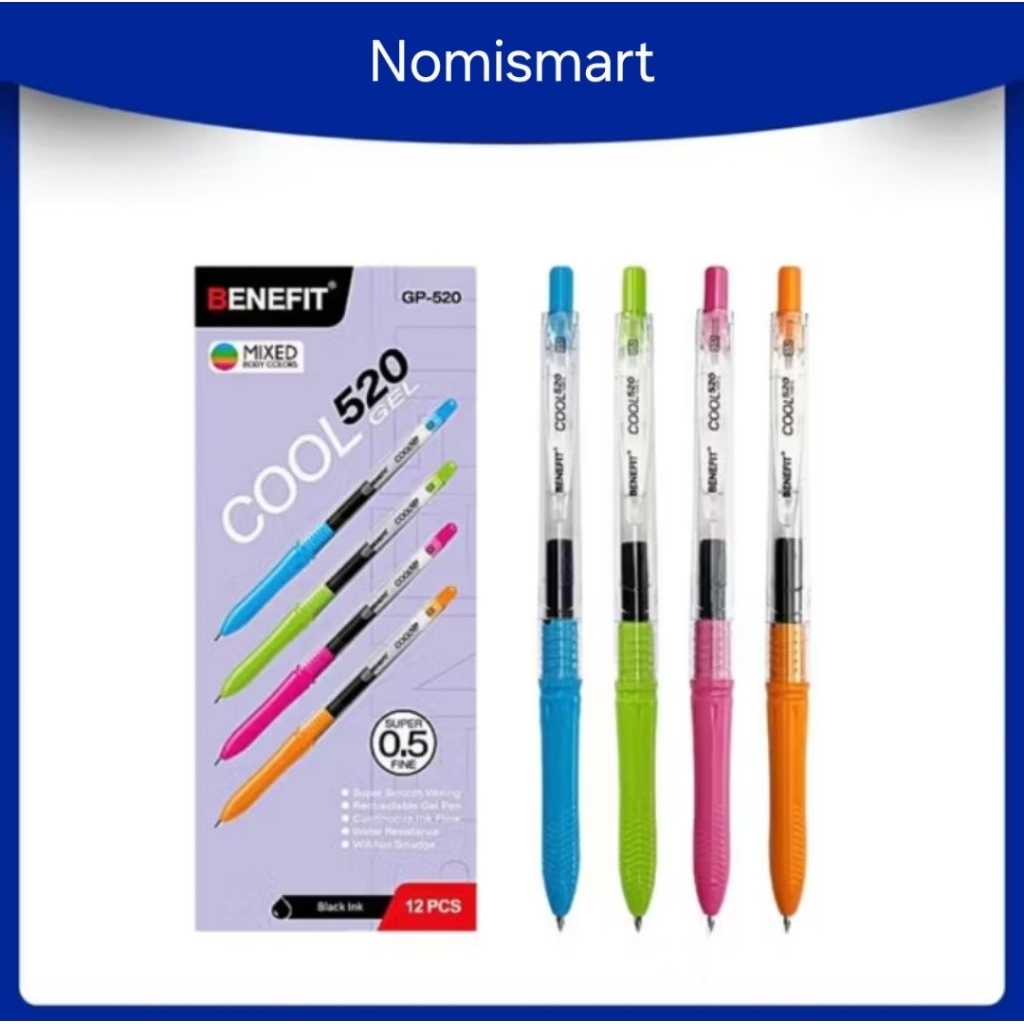 

Pena Gel Cetek / Gel Pen Benefit Cool GP-520 Hitam 0.5mm [12pc]