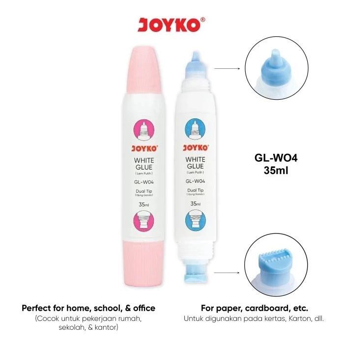

LEM CAIR JOYKO GL-W04 / Liquid Glue Lem Putih Karton Kayu Kertas Joyko Dual Tip GL-W04 35ml