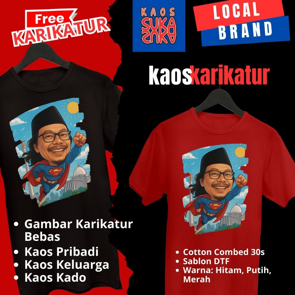 Kaos "Custom" Karikatur | Wajah | Tema Suka-Suka