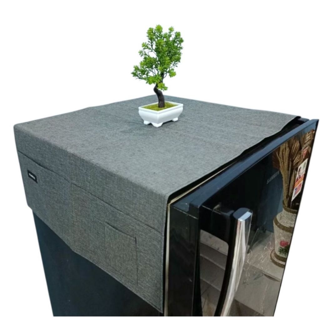 Tutup Kulkas Denim Polos/Tutup Kulkas Kain Aesthetic/Cover Kulkas Minimalis/Taplak Kulkas/Taplak