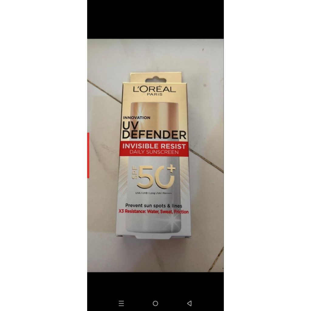 Sunscreen loreal paris 50ML uv defender invisible sunscreen spf 50