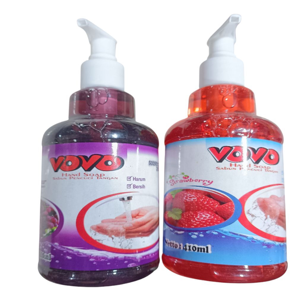 Sabun Cuci Tangan VOVO Pencet Botol Plastik 410ml Hand Soap Harum Stroberi dan Anggur