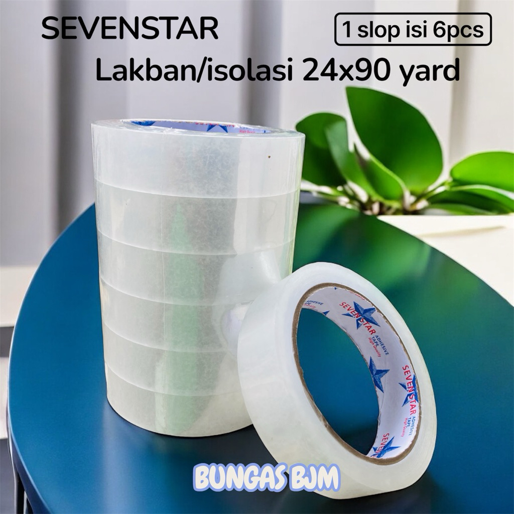 

LAKBAN / SELOTIP / ISOLASI 24mm x 90yard SEVENSTARS