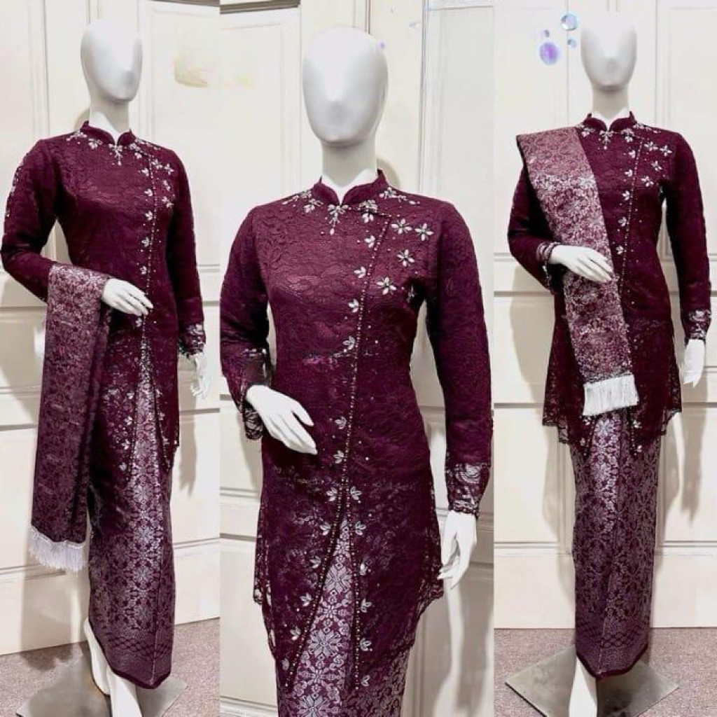 Kebaya Janggan - Kebaya Janggan Brokat - Janggan Tunik Set Rok Songket Selendang - New Kebaya Jangga