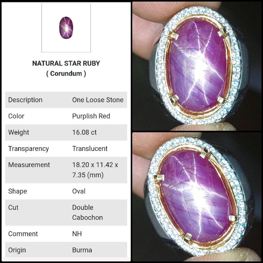 Natural Ruby Star Burma NH No Treatment Strong Star Good Size Gems Batu Permata Merah Myanmar Asli