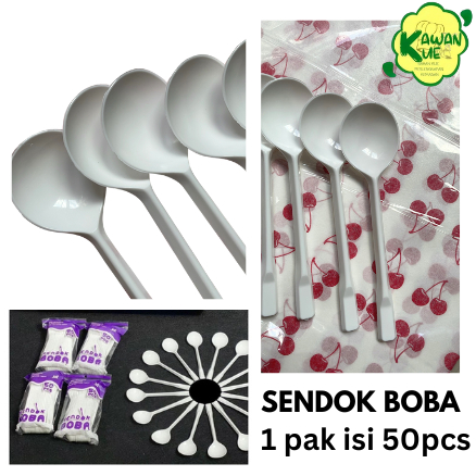 Sendok Boba Putih/Sendok Minuman Boba 1 pak isi 50pc