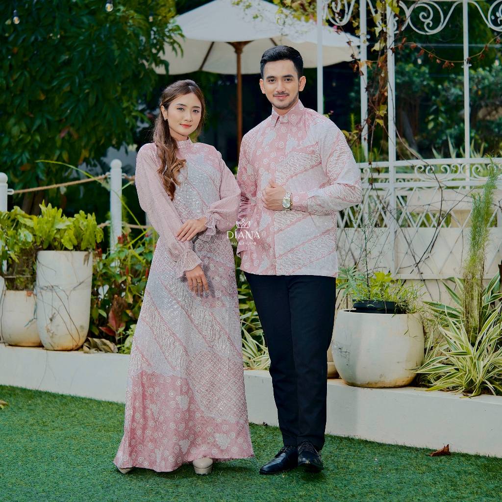 Diana Batik - COUPLE BELLA DRESS GAMIS BATIK VISCOSE | Couple Gamis Lebaran | Dress Batik Viscose