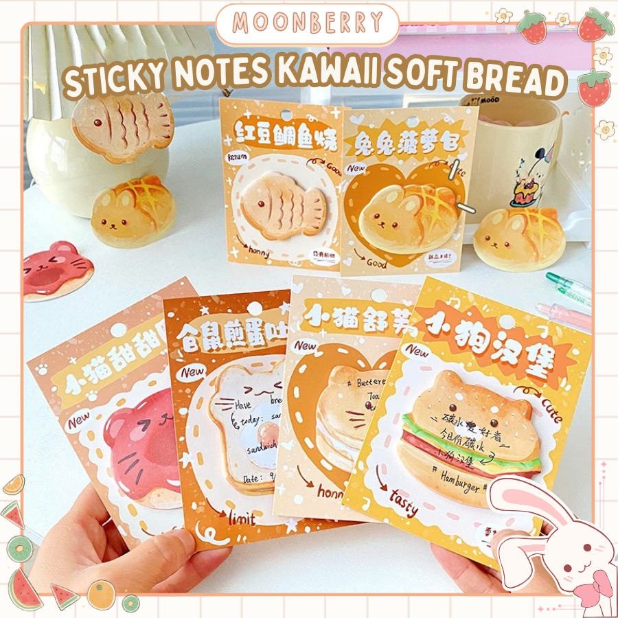 

Sticky Notes Motif Soft Bread Kawaii Catatan Tempelan Kertas Memo Lucu Gambar Makanan Aesthetic