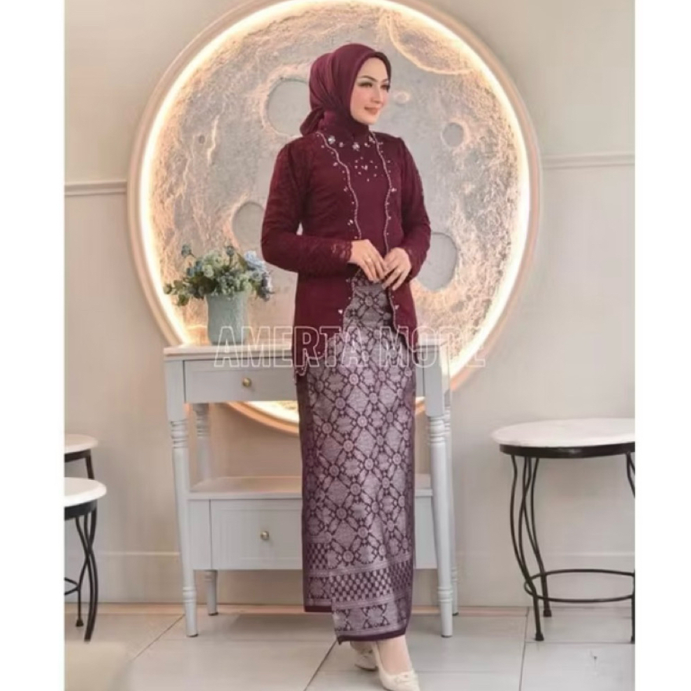 Baju Brokat Kondangan Kekinian / Setelan Kebaya Mewah / Atasan Kebaya Brokat Premium / Kebaya Wisuda