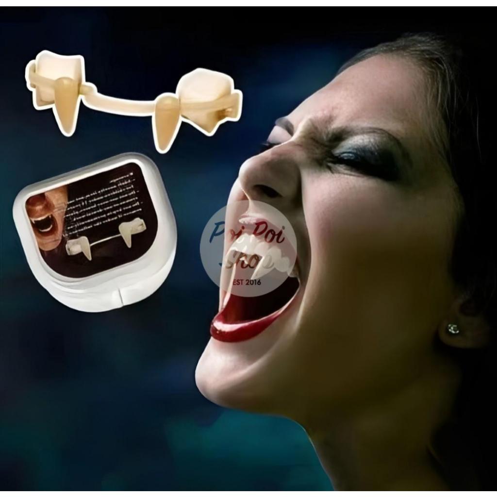 Gigi Vampir Drakula Gerak Box Vampire Gigi Taring Palsu Fake Fang Halloween Vampir Drakula Tajam Cos