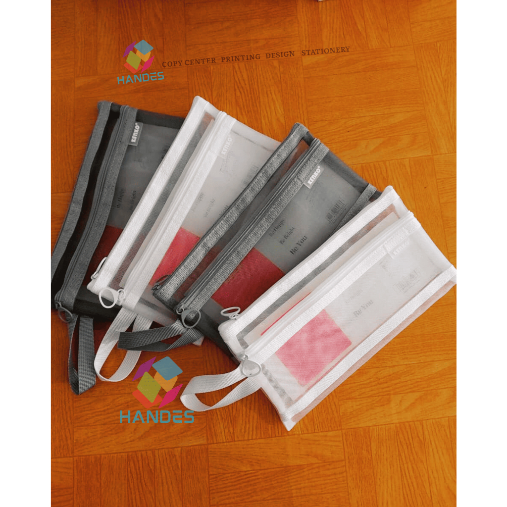 

Tempat Pensil Kain Transparan / Pouch Makeup Simple Transparan / Kenko Pencil Case PC-8002