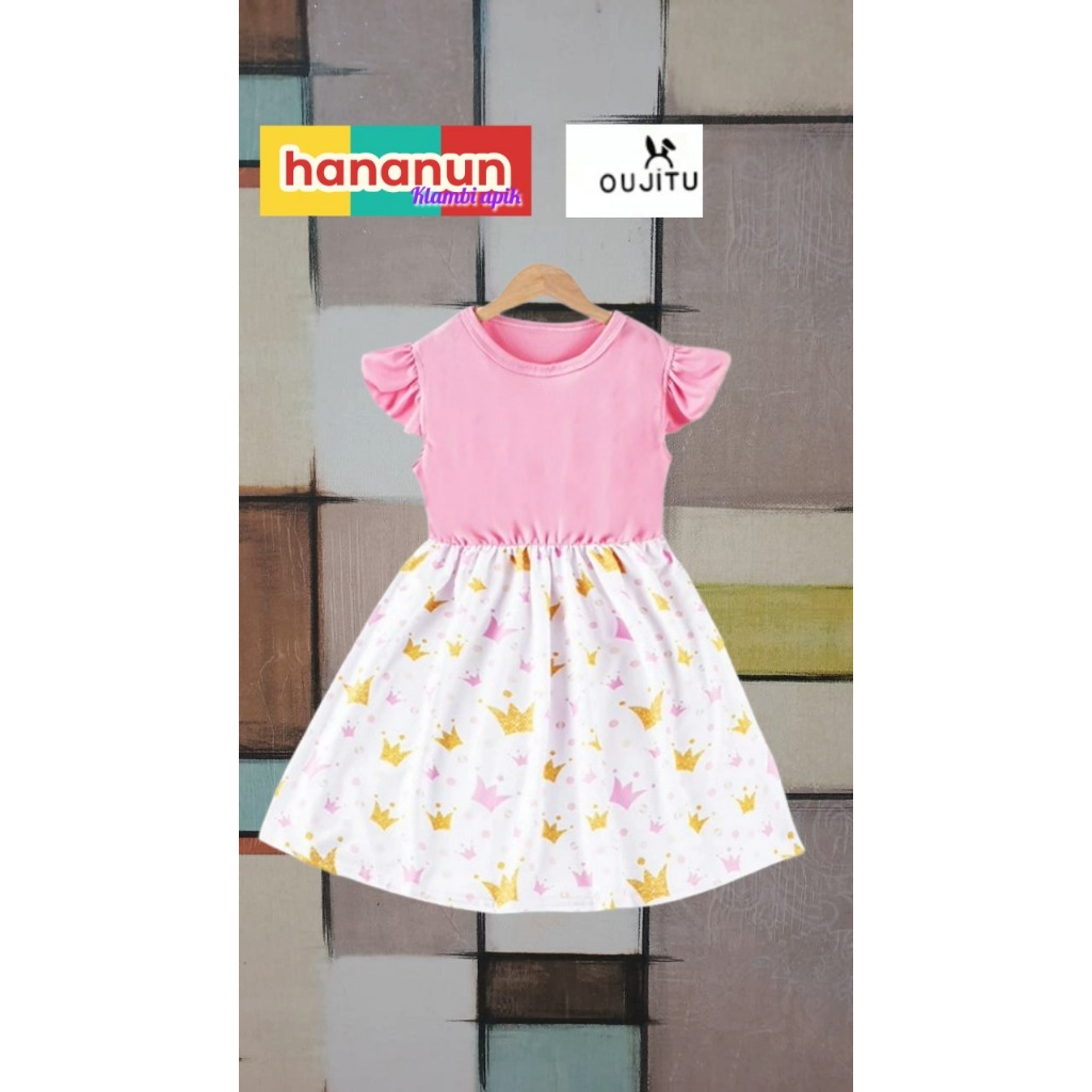 Oujitu Kids Homedress Anak Perempuan Nyaman warna pink