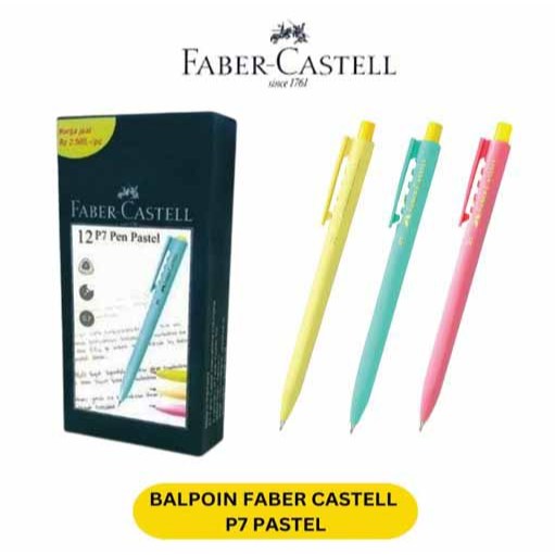 

Faber Castell Ballpoint Pen P7 Pastel 0,7 Black Ink 12 Pcs | Pulpen Faber Castell 1 Pack
