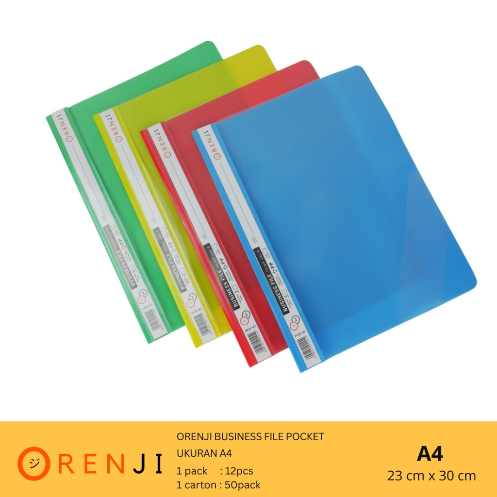 Orenji Business File Ukuran A4 1pack isi 12pcs (1lusin) - Tersedia 4 Warna - Ukuran 23 cm x 30 cm - 