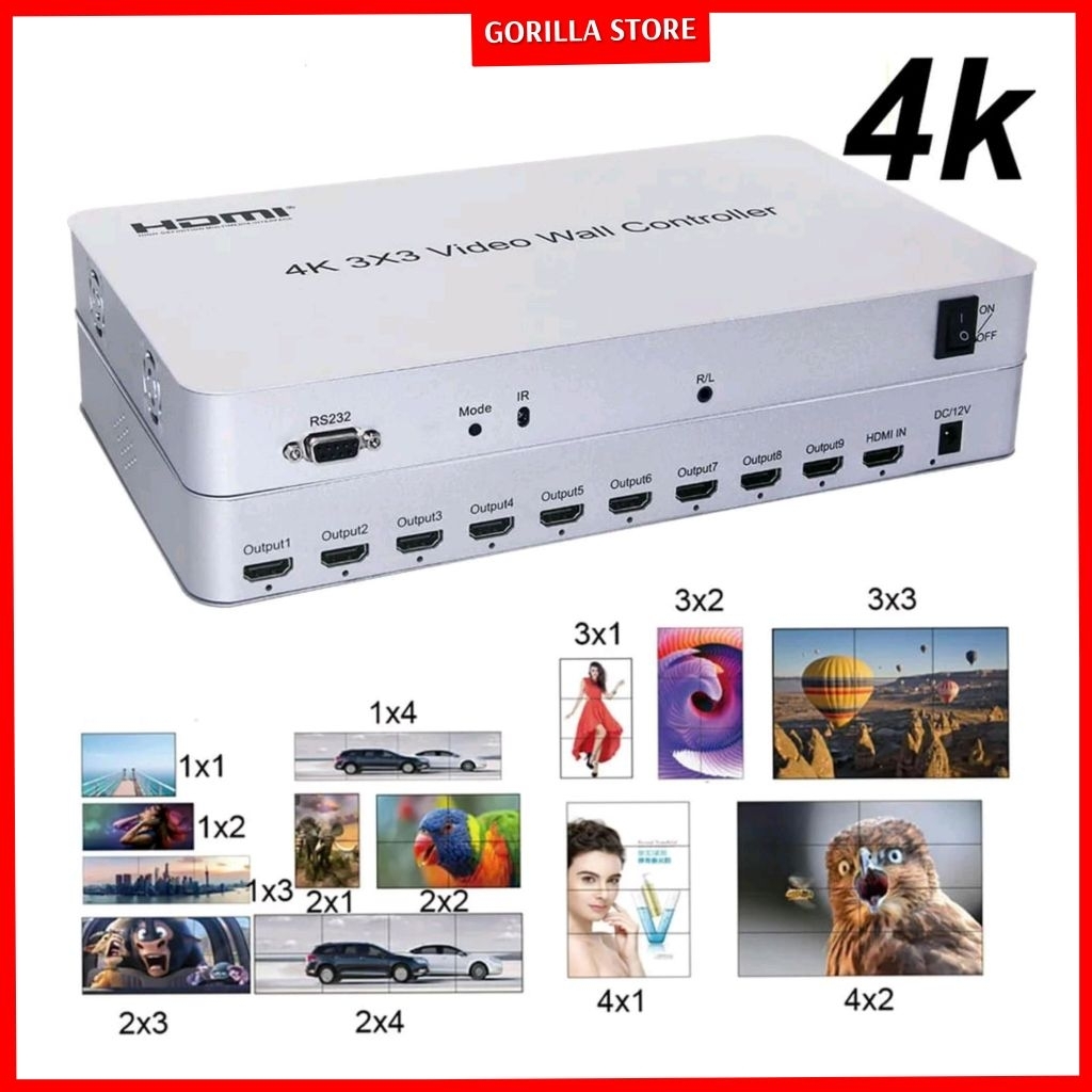 HDMI Video Wall 3x3 controller & player Support 4K