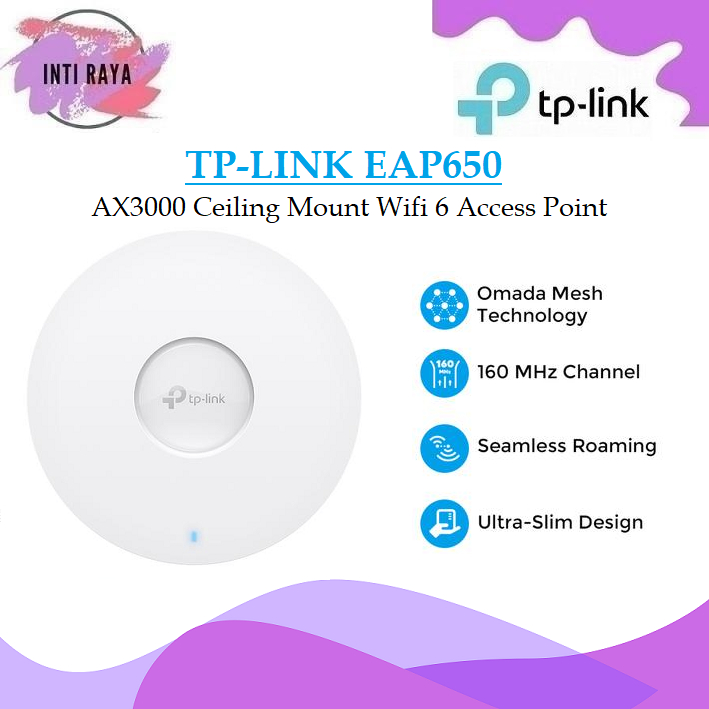 TPLINK EAP650 AX3000 Ceiling Mount WiFi 6 Access Point