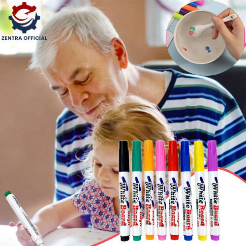 

12Pcs Spidol Ajaib Magic Marker Floating Pen Water Based Mainan Edukasi Anak Beragam Warna