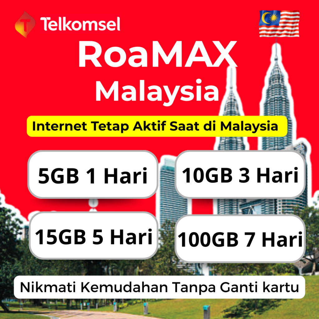 PAKET DATA INTERNET ROAMING TELKOMSEL ROAMAX KHUSUS MALAYSIA FULL KUOTA